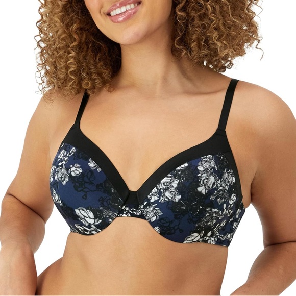 Maidenform Other - Maidenform Everyday Full Coverage Cushioned Underwire Bra Navy Floral Size 36DD